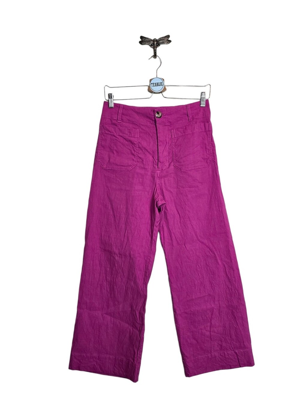 Anthropologie Maeve Hot Pink Colette Magic Fabric Wide-Leg Trousers 28 - Picture 2 of 12